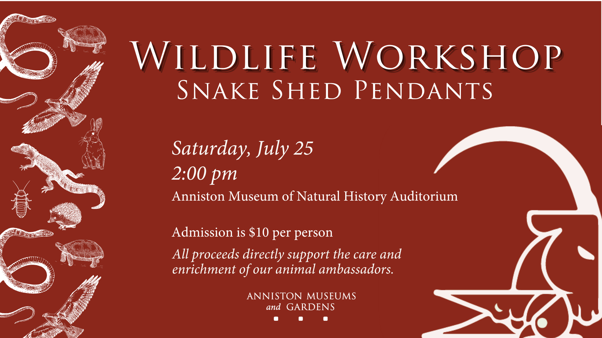 Wildlife Workshop: Snake Shed Pendants